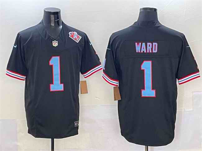 Men's Tennessee Titans #1 Cameron Ward Black 2025 Draft F.U.S.E. 1997 Throwback Patch Vapor Limited Stitched Football Jersey